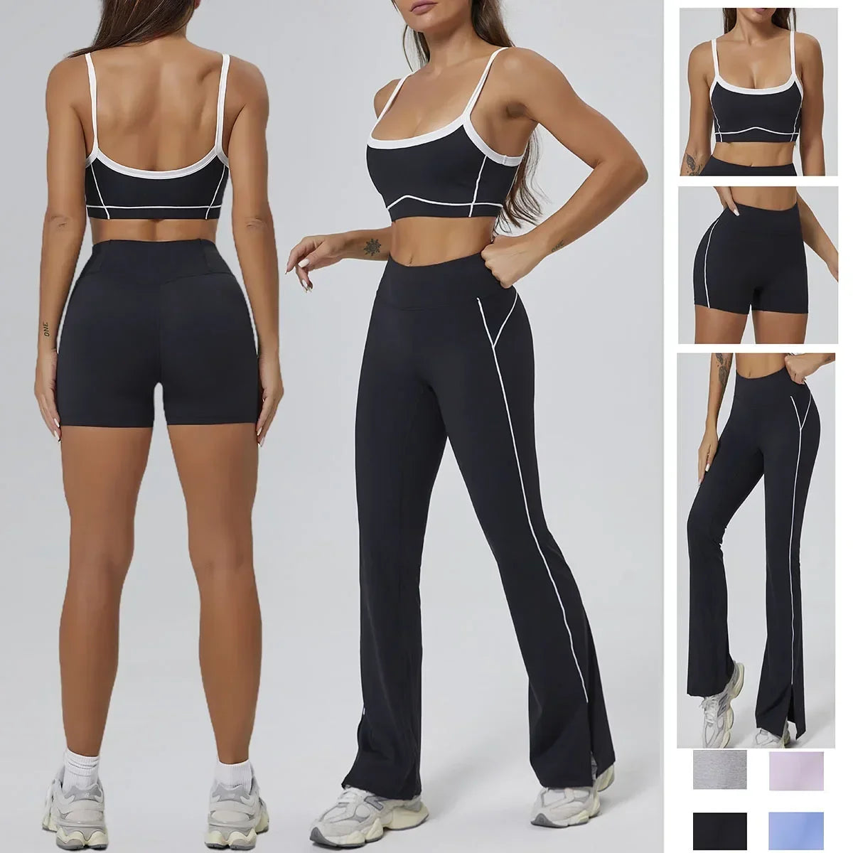 Seamless Yoga Set for Women – High Waist Leggings & Backless Bra